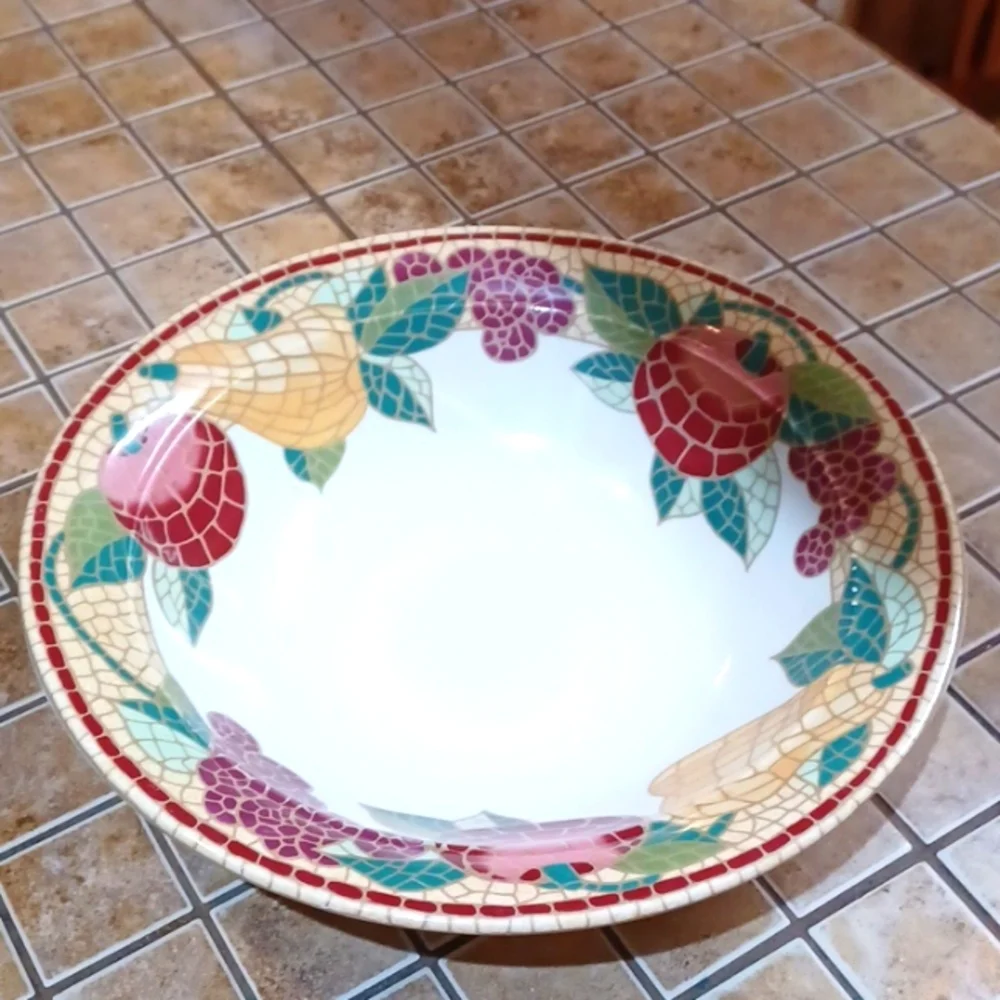 Pier 1 Vintage Mossaic Fruit Or Serving Bowl 11.5 W 3 Deep